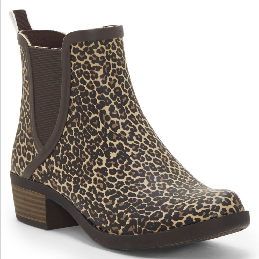 Lucky Brand Basel Rainboot Bootie Leopard Print